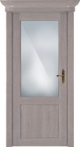 Дверь Status Classic модель 521 Дуб серый стекло Сатинато белое
