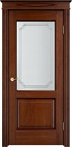 Дверь Массив Дуба модель Д13 цвет Коньяк+патина стекло 13-5