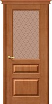 Дверь Браво М-5 Светлый лак (Т-05) Сатинато бронзовое художественное "Кристалл"