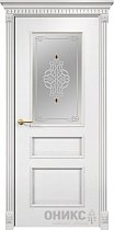 Дверь Оникс модель Версаль цвет Эмаль белая по ясеню сатинат фьюзинг Ажур