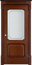 Дверь Массив Дуба модель Д7 цвет Коньяк+патина стекло 7-3