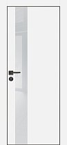 Profilo Porte модель PX-10 кромка чёрная с 4-х сторон цвет Белый матовый стекло лакобель лунный