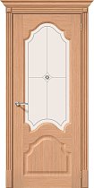 Дверь Браво модель Афина цвет Дуб (Ф-01) Стекло Белое