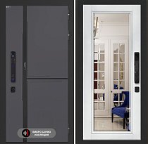 LABIRINT Входная металлическая дверь Лаб-3 Смарт панель Зеркало Фацет цвет белый софт