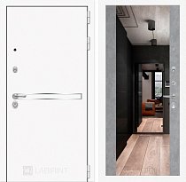 LABIRINT Входная металлическая дверь Лайн Вайт панель Зеркало Максимум бетон светлый
