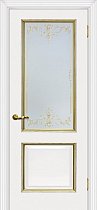 Дверь МариаМ Мурано-1 Белый патина золото стекло контурный полимер золото