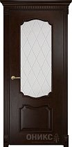 Дверь Оникс модель Венеция цвет Палисандр стекло гравировка Ромб