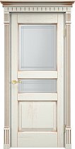 Дверь Массив Дуба модель Д5 цвет эмаль F120+патина золото стекло 5-3/5-3