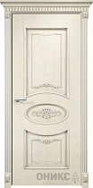 Дверь Оникс модель Эллипс с декором цвет Слоновая кость патина серебро