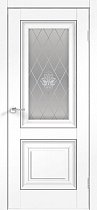 Двери Холл модель ALTO 7V ясень Белый SoftTouch стекло Кристалл
