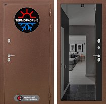 LABIRINT Входная металлическая дверь ТЕРМО панель Зеркало Панорама чёрный кварц