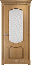 Дверь Оникс модель Венеция цвет Дуб светлый стекло гравировка Ромб