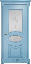 Дверь Оникс модель Эллипс с декором цвет Эмаль голубая сатинат пескоструй Эллипс