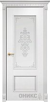 Дверь Оникс модель Марсель цвет Эмаль белая сатинат пескоструй Вензель