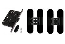 КД Комплект фурнитуры: скрытые петли 2 шт, замок под фиксатор магнитный  AGB цвет Чёрный