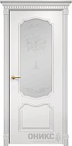 Дверь Оникс модель Венеция фреза цвет Эмаль белая сатинат витраж контурный-2