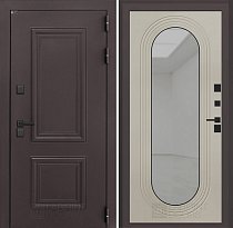 LABIRINT Входная металлическая дверь Полярис Лайт панель Зеркало Дольче цвет капучино