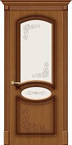 Дверь Браво модель Азалия цвет Орех (Ф-11) Стекло Белое